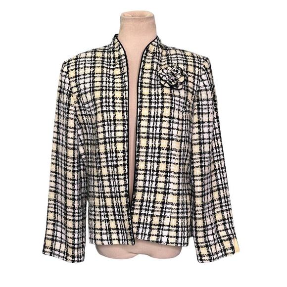 Jessica Howard yellow plaid long sleeves open front Blazer size 12P - Picture 10 of 10